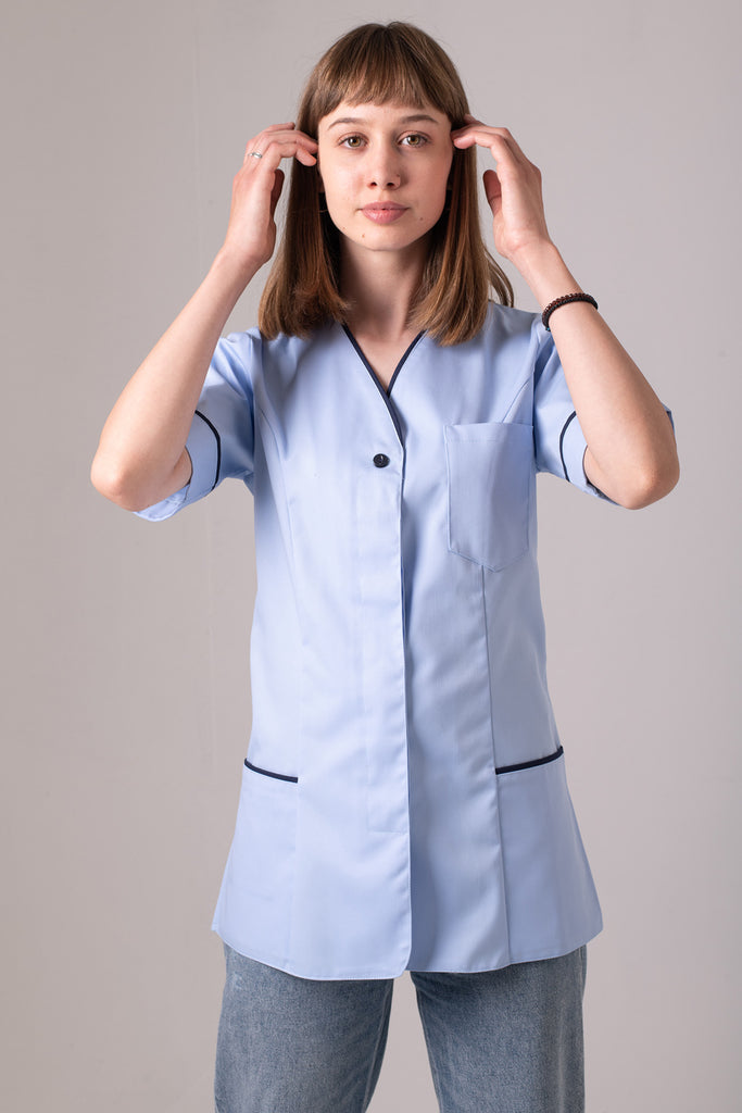 Evelyn healthcare tunic - color blue sky with hidden buttons
